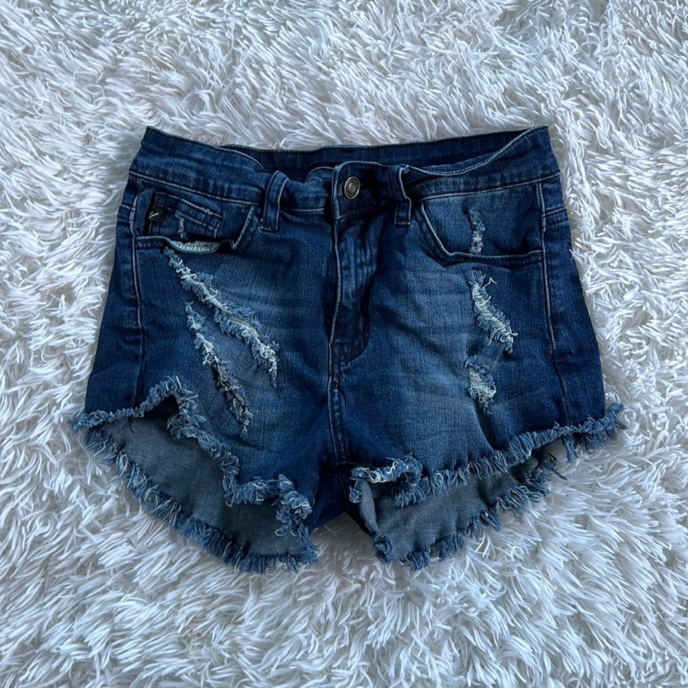 Kancan dark wash shorts.